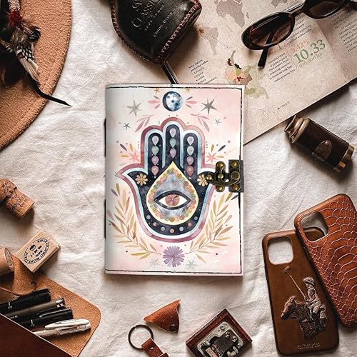 Image of DI-KRAFT Customize Diary with Name with Beautiful UV Prints | Customized Leather Writing Diary Unruled White Paper Journal Personal Notepad Sheets Daily Planner for Gifting (Pattern 17)
