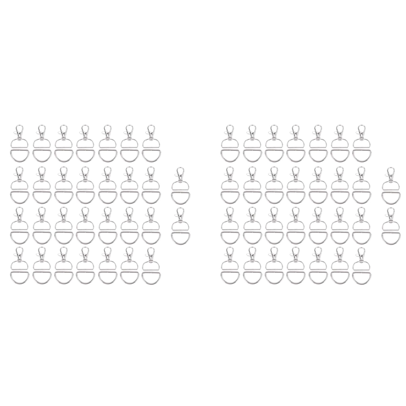 Hndhbfgrt 120Pcs Swivel Snap Hooks and D Rings for Lanyard and Sewing Projects (1 Inch Inside Width)
