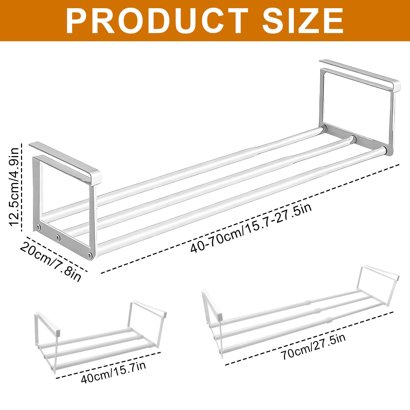 Zapatero colgante organizador en el armario, estante de armario extensible, ajustable 40-70 cm, organizador de zapatos que ahorra espacio, estantería de almacenamiento para cocina, zapatero y armarios