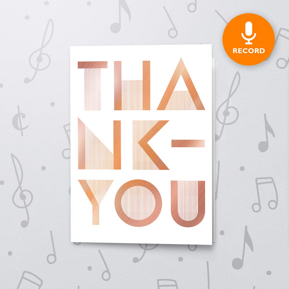 Thank You Card with Metallic Foil | Thank You Musical Greeting Card, Metallic Foil Card, Thank You Recordable Greeting Card 10597 (120 Second Recordable)