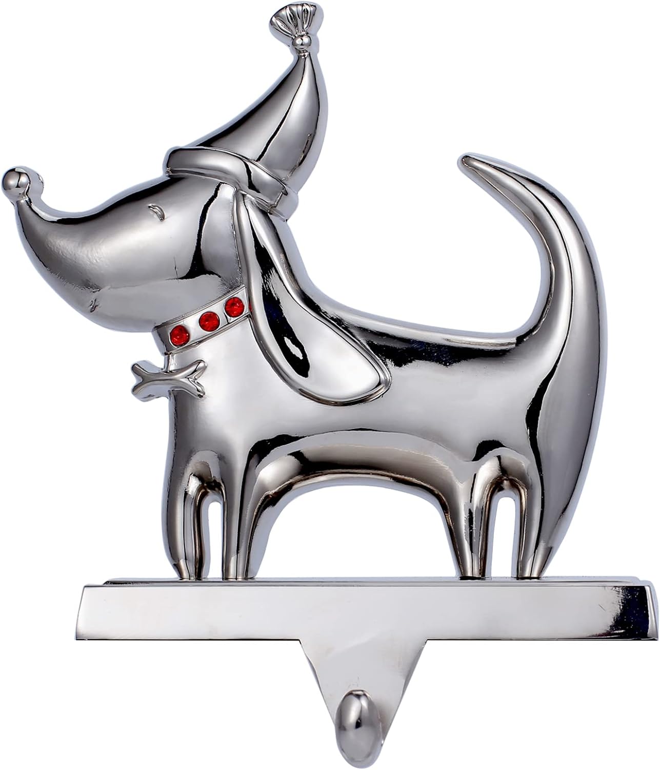 Christmas Dog Stocking Holders for Mantle,Silver Dog