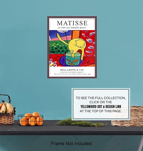 Miniatura 7 de Minimalist Cat Wall Art 11x14 - Mid Century Modern Decor - Abstract Boho Gallery Wall Art - Aesthetic Room Decor - Cat Themed Gifts for Cat Lovers -