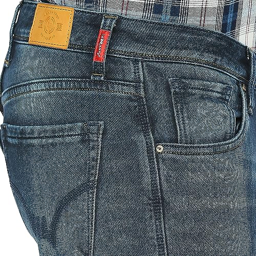 Image of LAWMAN PG3 Midnight Blue Skinny Fit Solid Jeans for Men's