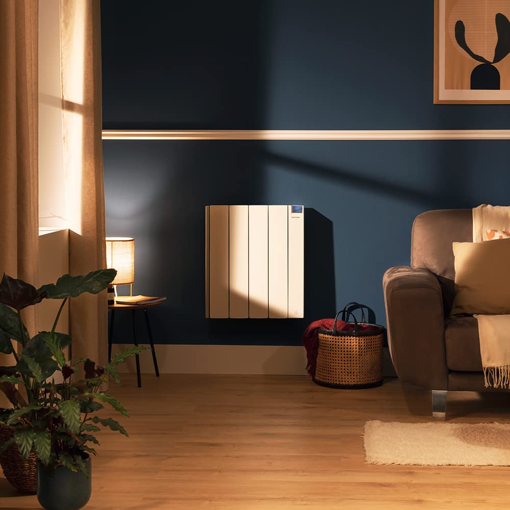 Cecotec Radiador Eléctrico Bajo Consumo ReadyWarm 4000 Thermal Ceramic Connected. 4 Elementos, 1000 W, Aluminio Fundido, Control Wifi, 4 Modos, Temporizador, IPX4, 12 m2