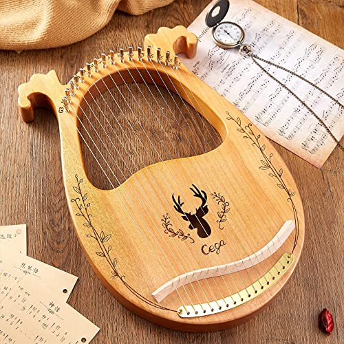 Tienclef Lyre Harp 16 Metal String Ancient Greece Style Classical Shaped Deer Pattern Lyra Box Type Harp With Tuning Wrench And Instruction Guide For Adult Kids And Beginner Deer Natrual Full #TOP3