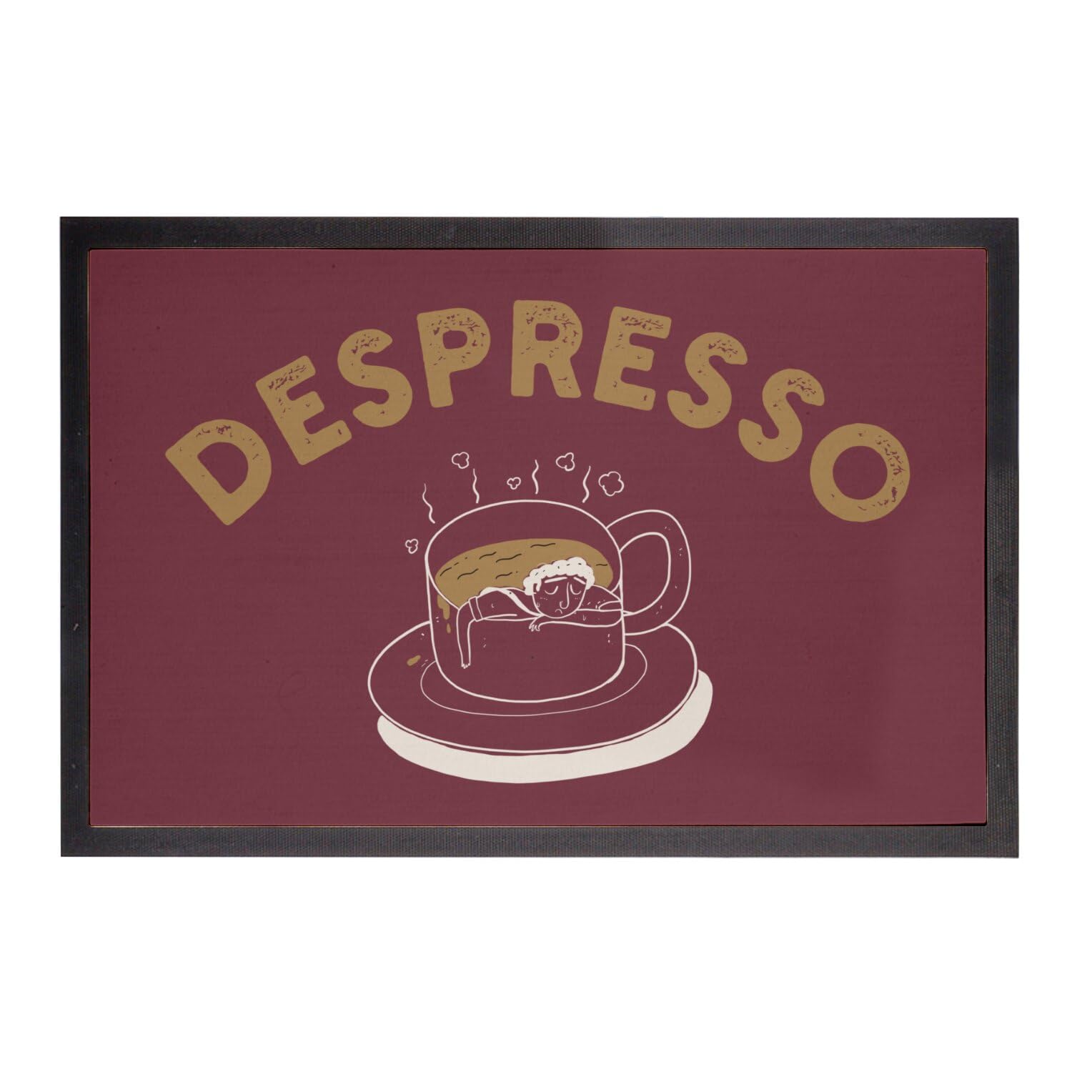 Paillasson rouge Despresso Café tapis d'entrée original humour 75x50 cm