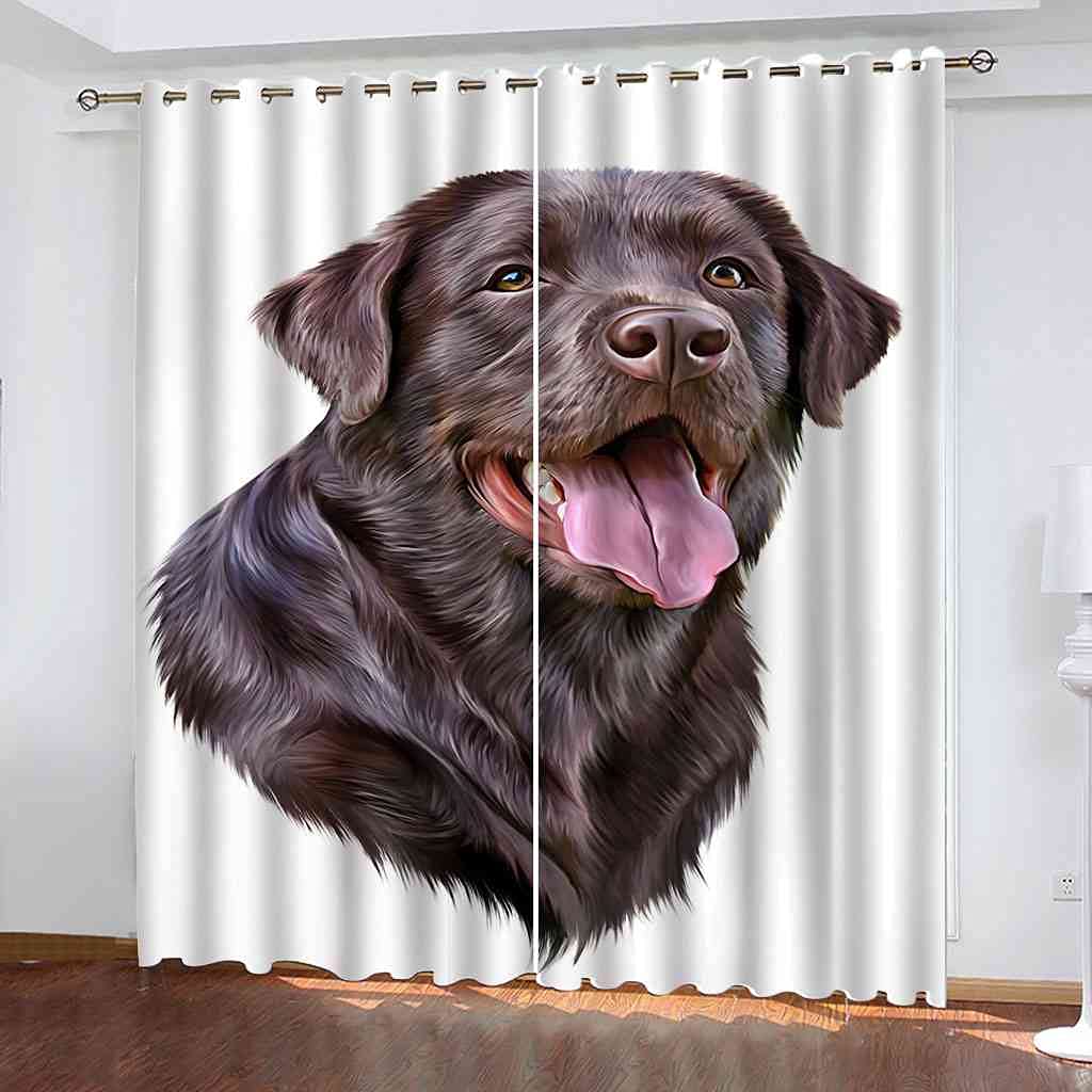 Rideaux occultants isolants thermiques et phoniques 3D chiot noir pour chambre