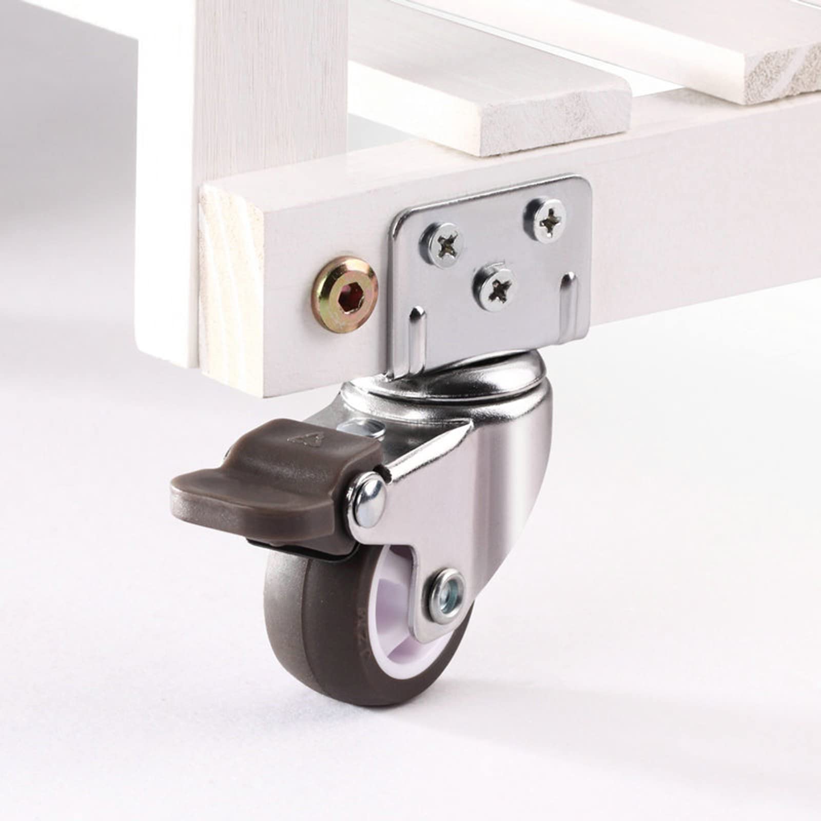 4 Pcs Swivel Castor Wheels For Furniture – L-Shaped Plate, Rubber Tires, Quiet Rolling, With/without Brakes - View #4