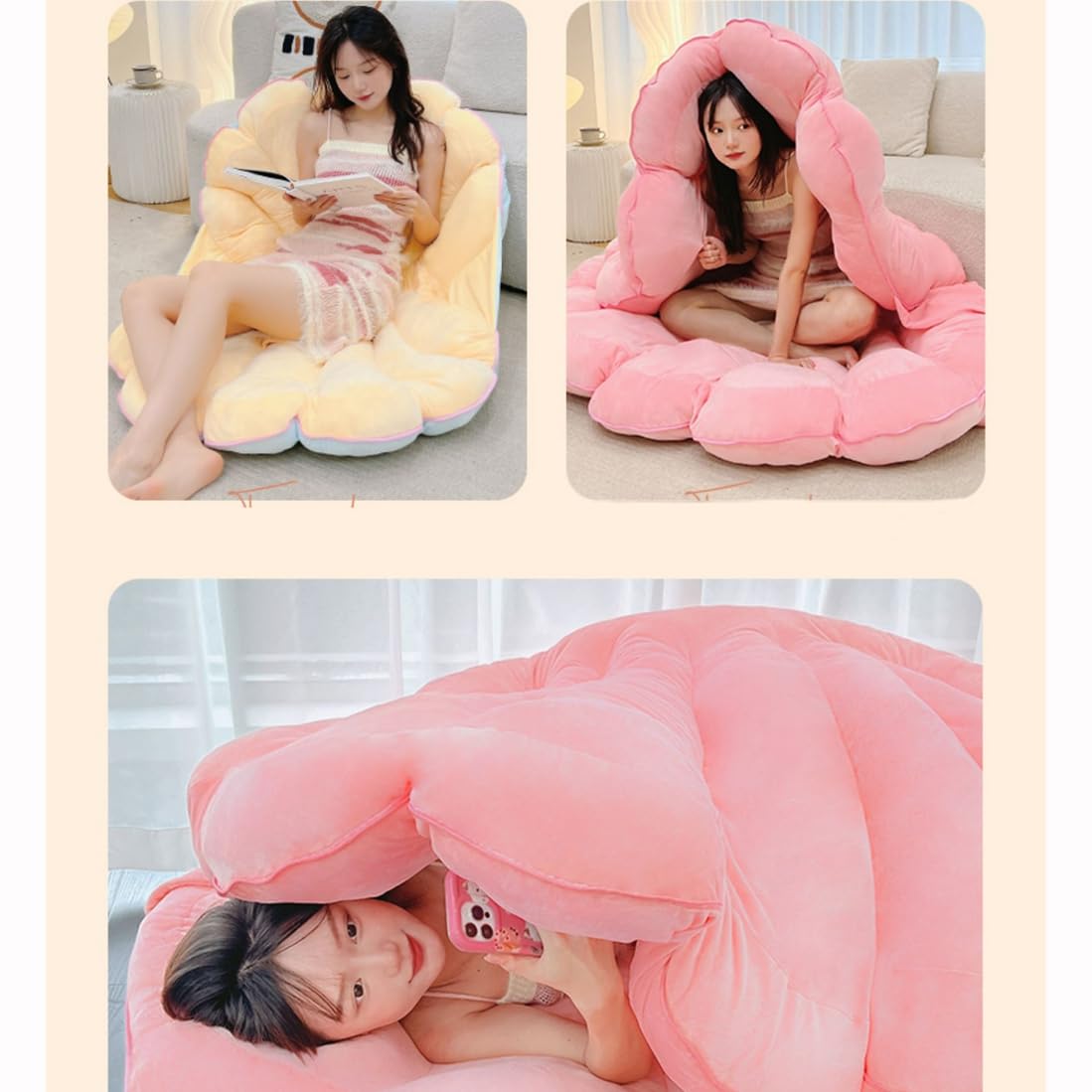 貝殻ぬいぐるみ ふわふわクッション枕 多機能抱き枕 貝 カバー取り外し