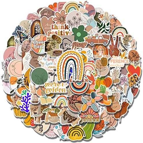 100 Pcs Boho Aesthetic Stickers Minimalist Abstract Line Art Decor for Water Bottle,Laptop,Phone,Skateboard Stickers for Teens Girls Kids and Wome