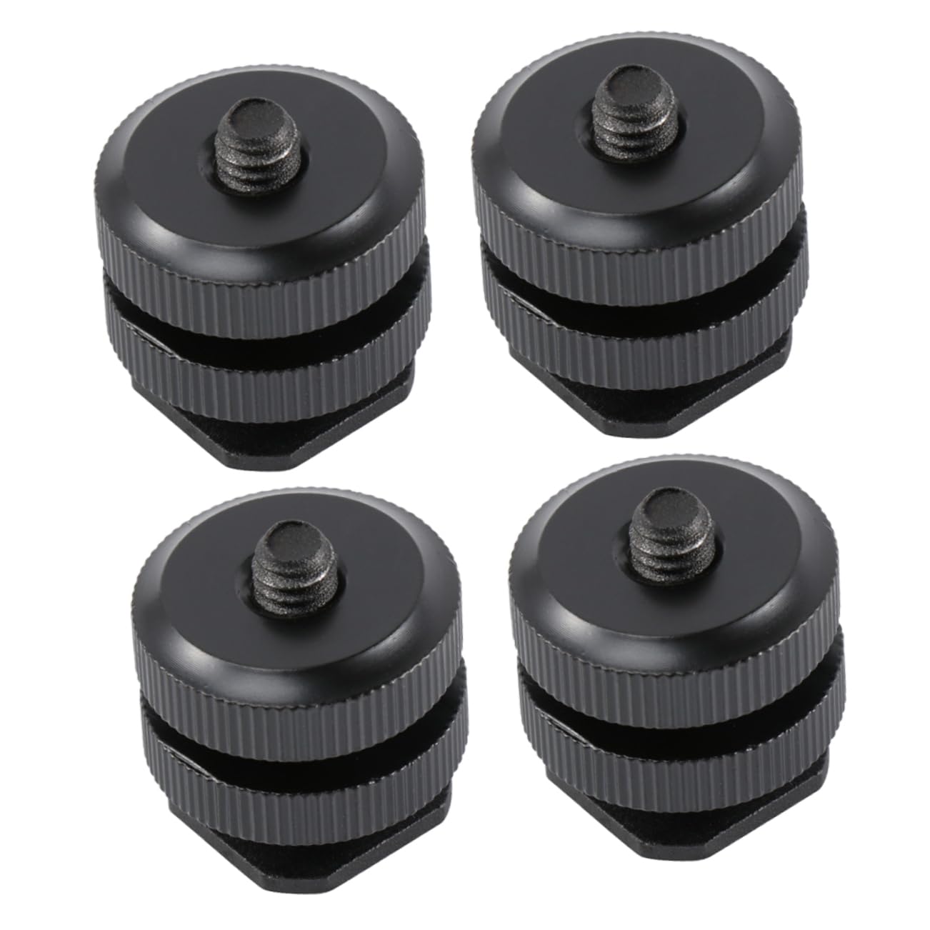 HOMOCONO 4pcs Double Screw Tripod Screw Flash Hot Shoe Mount Adapter Hot Shoe Flash Adapter Camera Hot Shoe Mount Flash Shoe Mount Hot Shoe Adapter Camera Tripod Aluminum Alloy Black