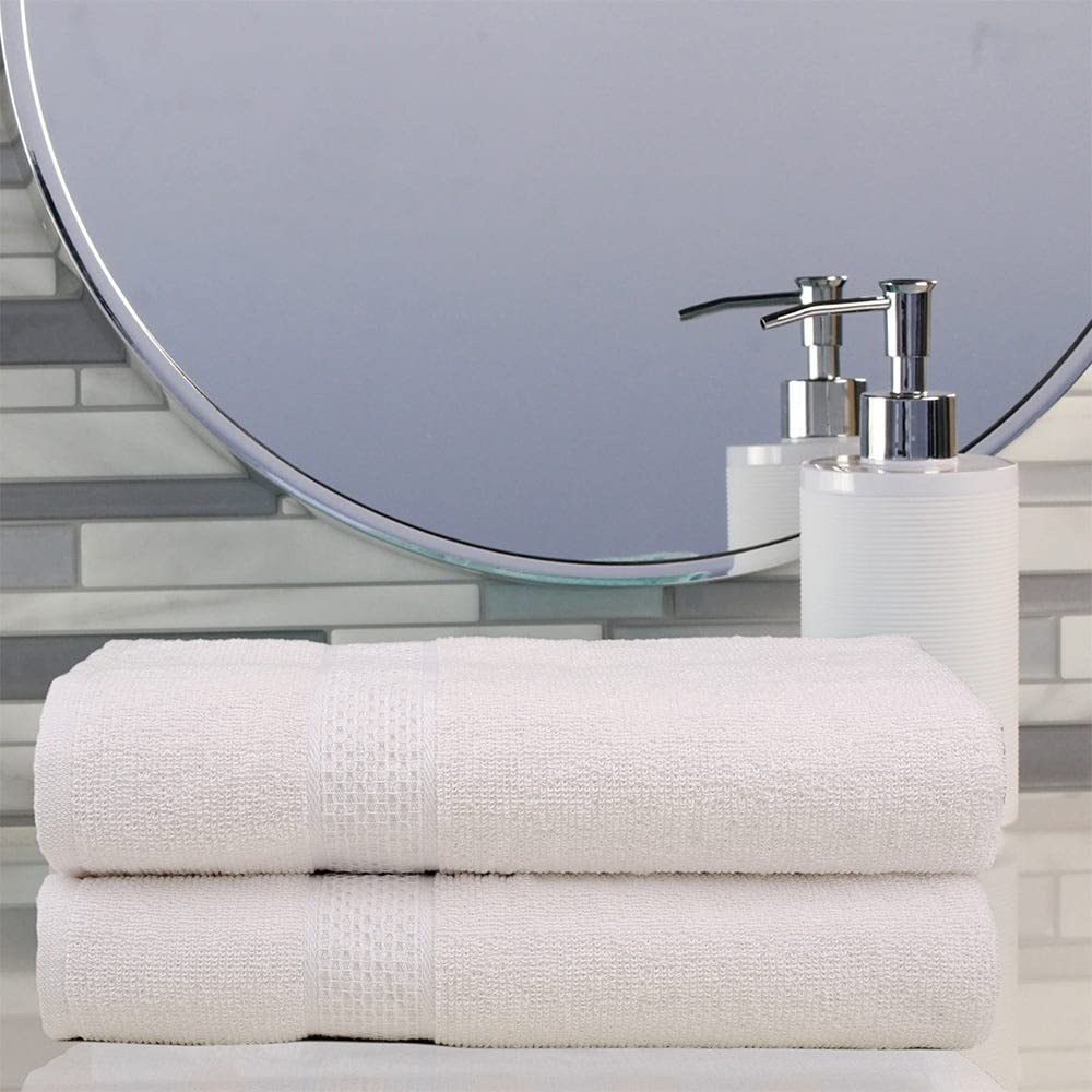 Danube Home Sterling Solid 2-Piece Bath Towel Set | 100% Cotton - Highly Absorbent And Quick Dry Luxury Bath Towels For Bathroom - L 70 X W 140 Cm - White