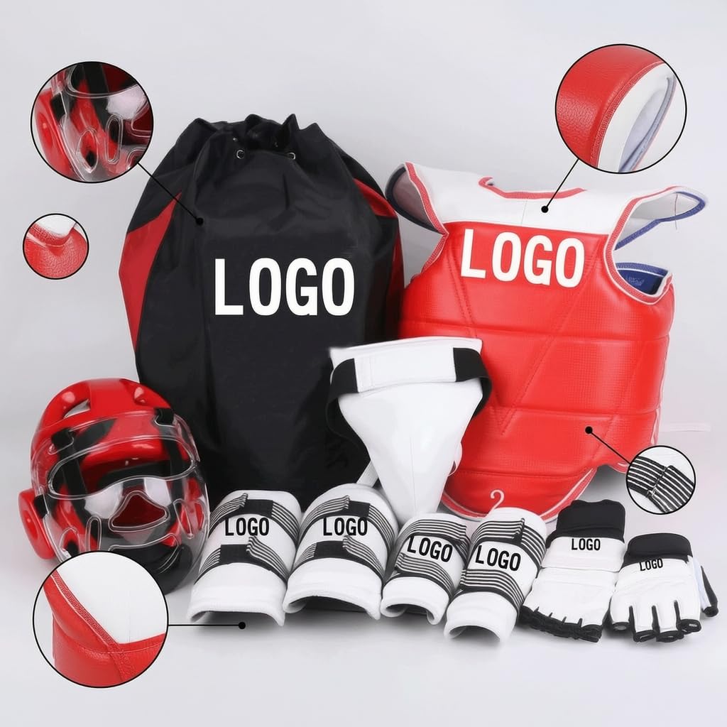 Protección para Sparring y Artes Marciales, Protección , para Rendimiento , Conjunto de Ocho Piezas de patrón Liso para Mujer , XS