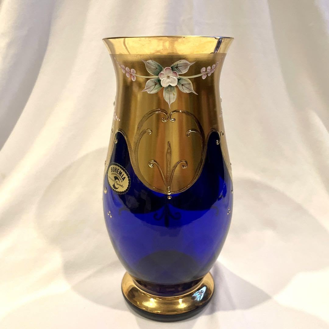 花瓶 花器 ベネチアンガラス チェコ 金彩 フラワーベース グリーン 花瓶 花器 ベネチアンガラス チェコ 金彩 フラワーベース グリーン