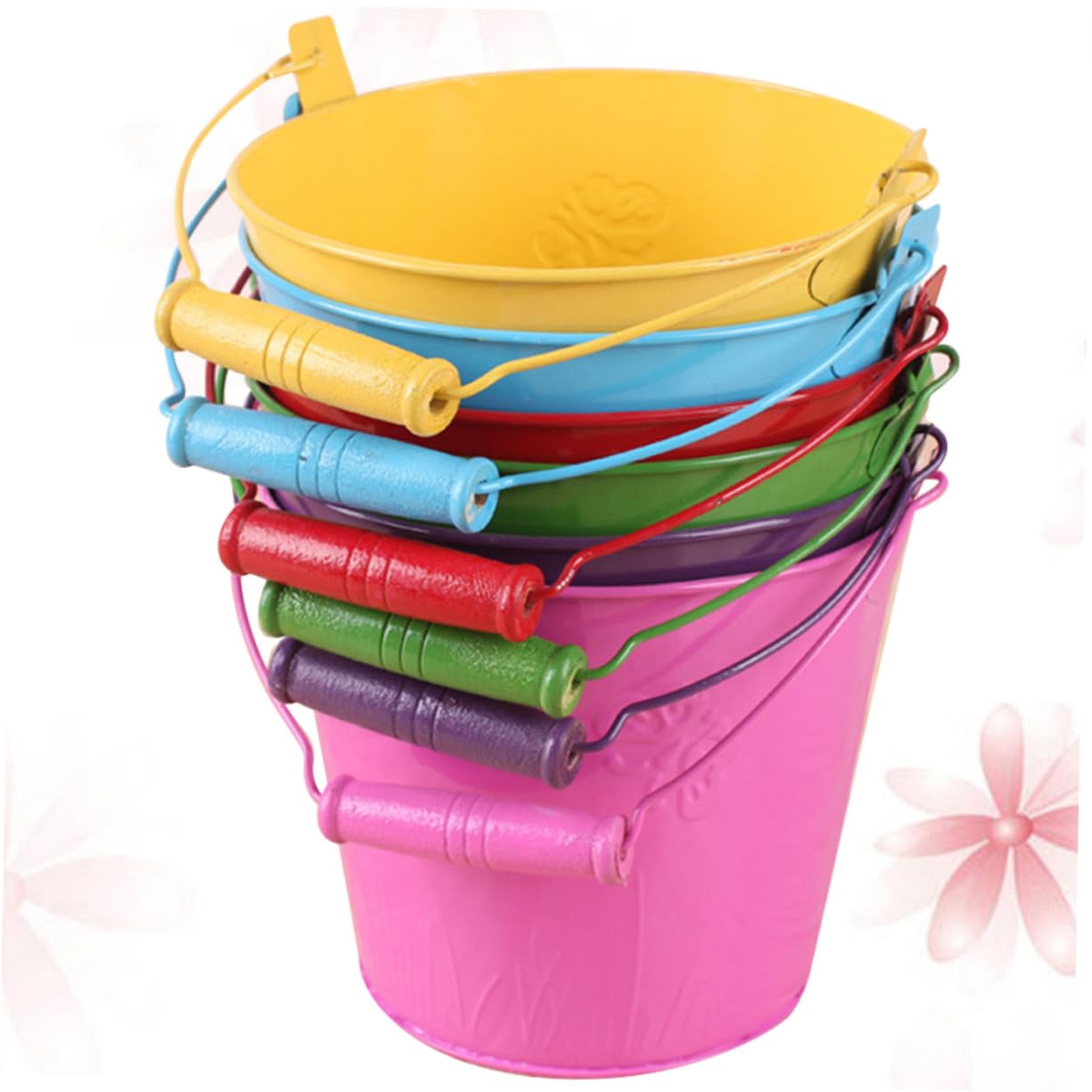 Beach Bucket Toy 6pezzi in Ferro e Legno per Bambini | Festa Estiva, Gioco da Spiaggia e Giochi da Spiaggia, Leggero, Facile da Afferrare Colore Casuale