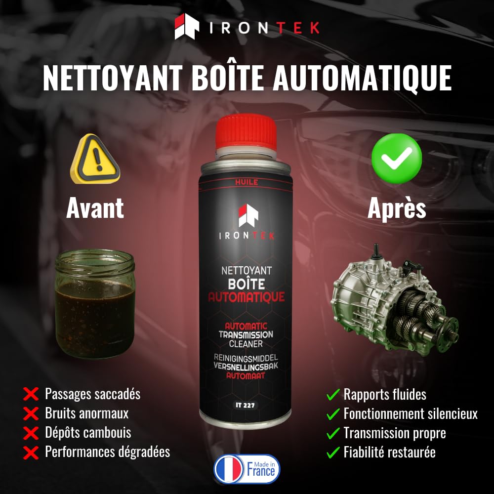 Nettoyant Avant Vidange Boîte Automatique 375ml - IRONTEK | IT227 | Additif ATF | Dissout Dépôts | Prolonge Durée Vie de la boîte