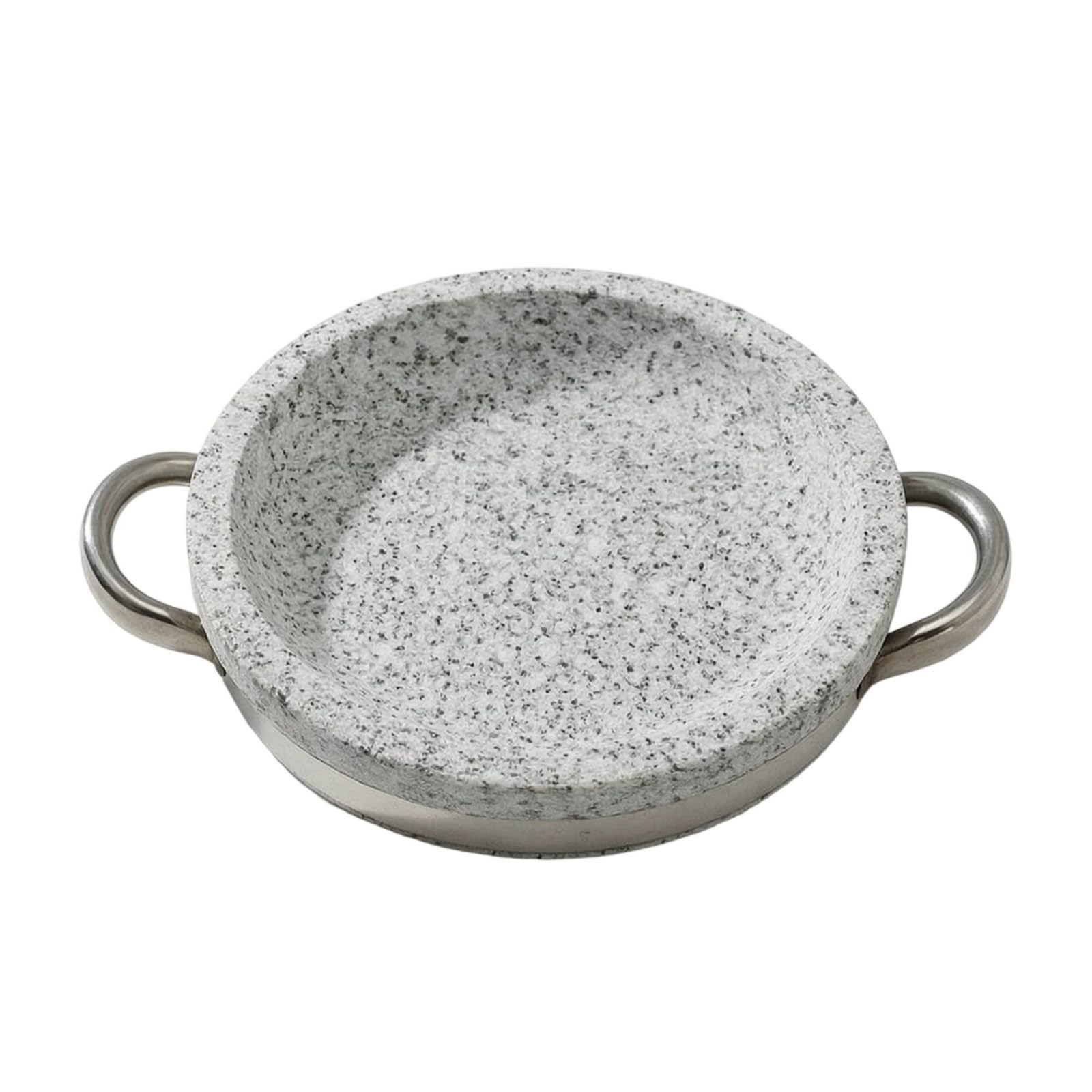 Naturstein-Backform hitzebeständig Backform mit Metallgriffen flach Steinbackform für Backofen, Esstisch, 28 Cm Durchmesser, 4 Cm Höhe, Flache Bratpfanne
