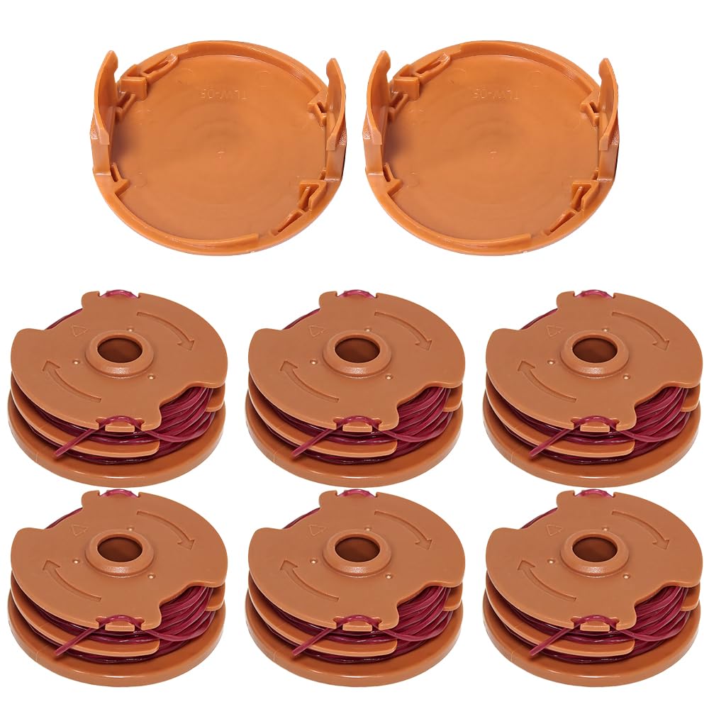 Lot De 6 Bobines De Rechange WA0014 Pour Débroussailleuses Worx WG168, WG184, WG190, WG191 - Avec Fil 6,1m
