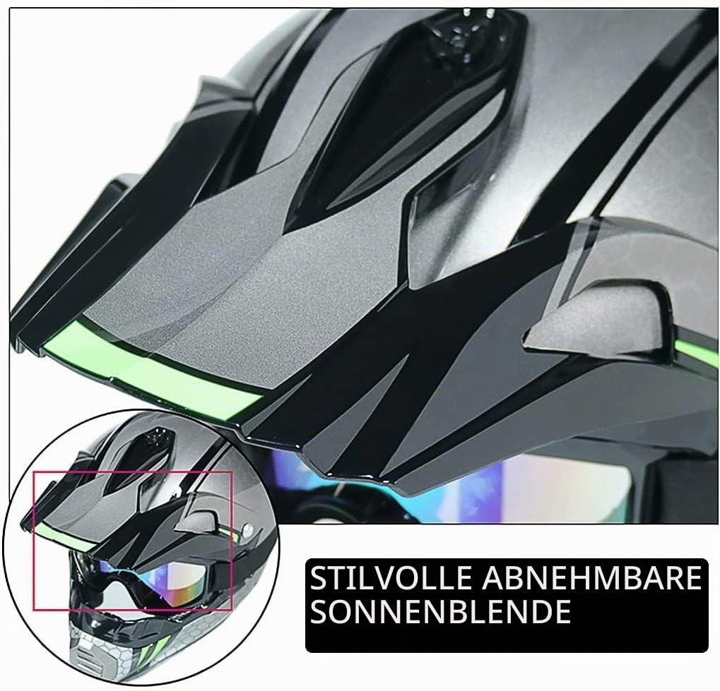 Integral Motocross Helm, mit Brille Handschuhe Maske, Jugend Kinder Offroad Sport ATV Roller Motorrad Absturz Helm, Bergab MTB BMX Enduro Rennen Quad Dirtbike Fahrrad Helme