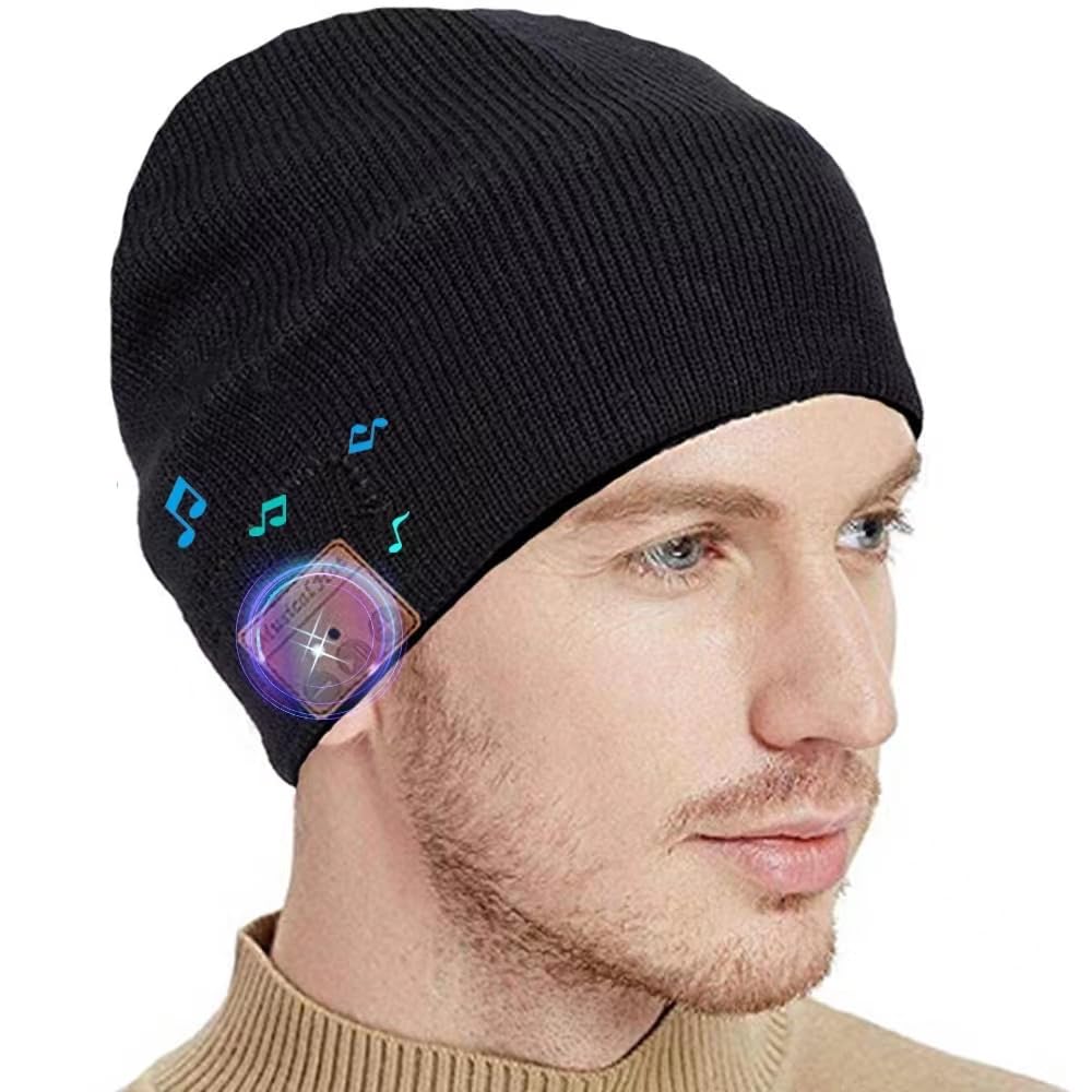 Regalo Uomo Cappello Bluetooth Berretto Uomo Idee Regalo Natale Cappello Sportivi Musicale Bluetooth Lavorato a Maglia Berretto Cappello Invernali con Cuffie Stereo e Microfono Vivavoce