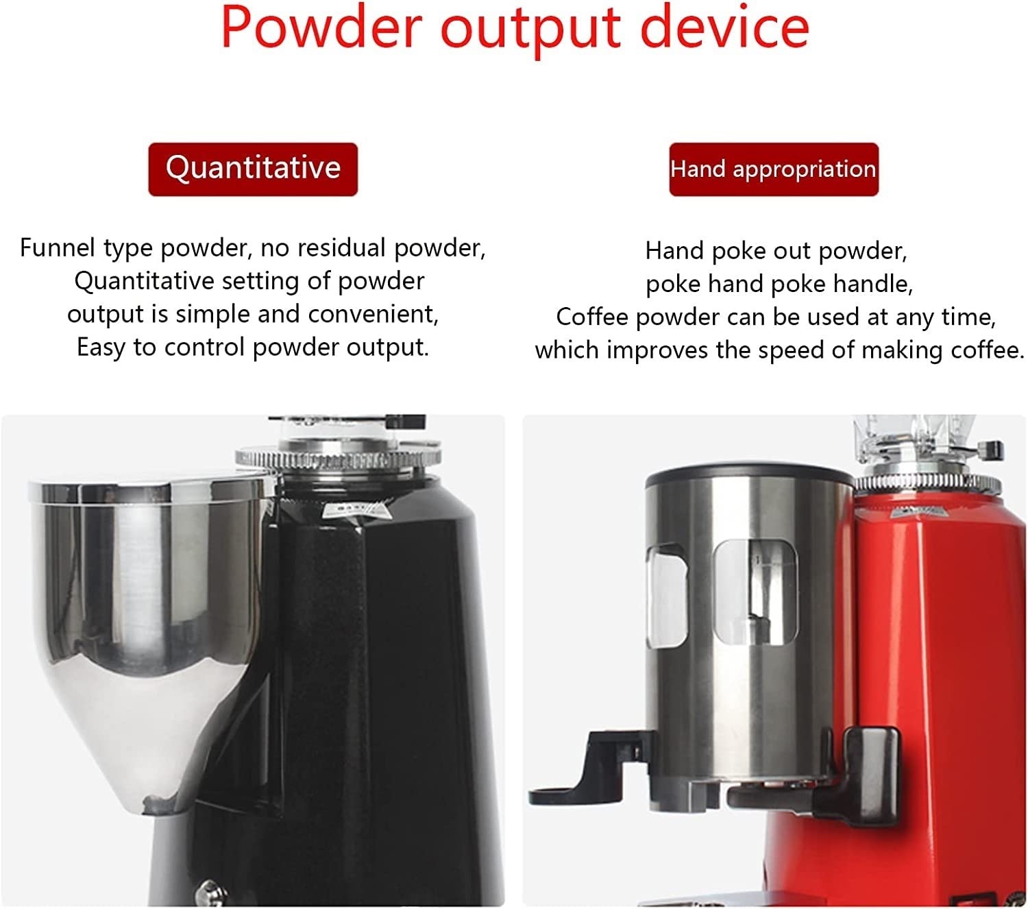 Molinillo de café eléctrico con muelas, Molinillo de café eléctrico con 19 ajustes de molienda precisos, cafetera eléctrica de Gran Capacidad de 1500 g.(Red,Manual Control Grinder)