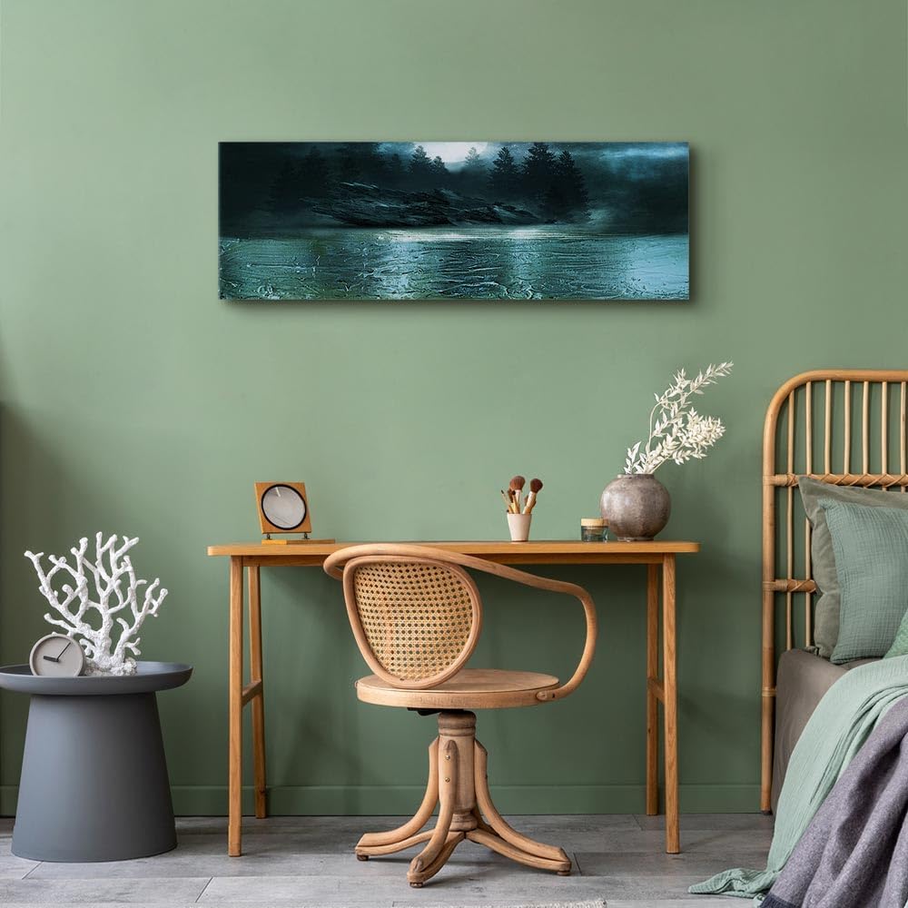 artgeist Acoustic Canvas Wall Art Print Forest Landscape 47x16 in - 1pcs Picture with Acoustic Foam Sound Print Artwork Room Acoustics Soundproofing Tree Nature Moon Abstract c-C-0467-b-d