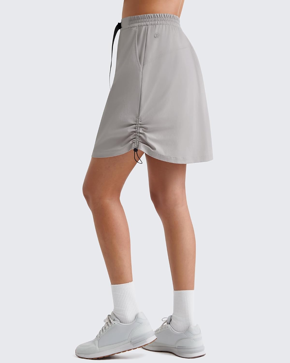 G4Free Strowen Hiking Cargo Skirts for Women 18" Elastic Waist Workout Casual Quick Dry Skirt 2 Pockets No Built-in Shorts
