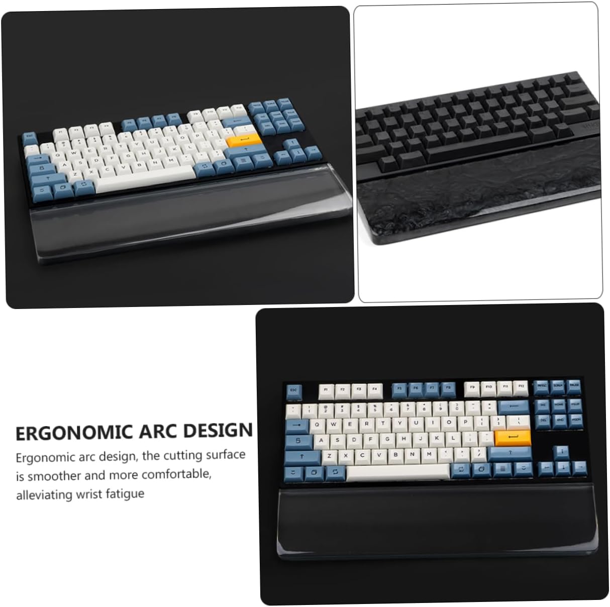 Ergonomic Keyboard Wrist Rest Pad Resin Hand Rest Black Pearl for Typing Gaming