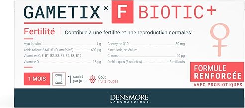 Densmore - GAMETIX F BIOTIC+ Formula with probiotics - Female fertility - Antioxidants, Coenzyme Q10, Vitamins B9, Zinc - Women's Food Supplement - 30 sachets - 1 month - Made in France