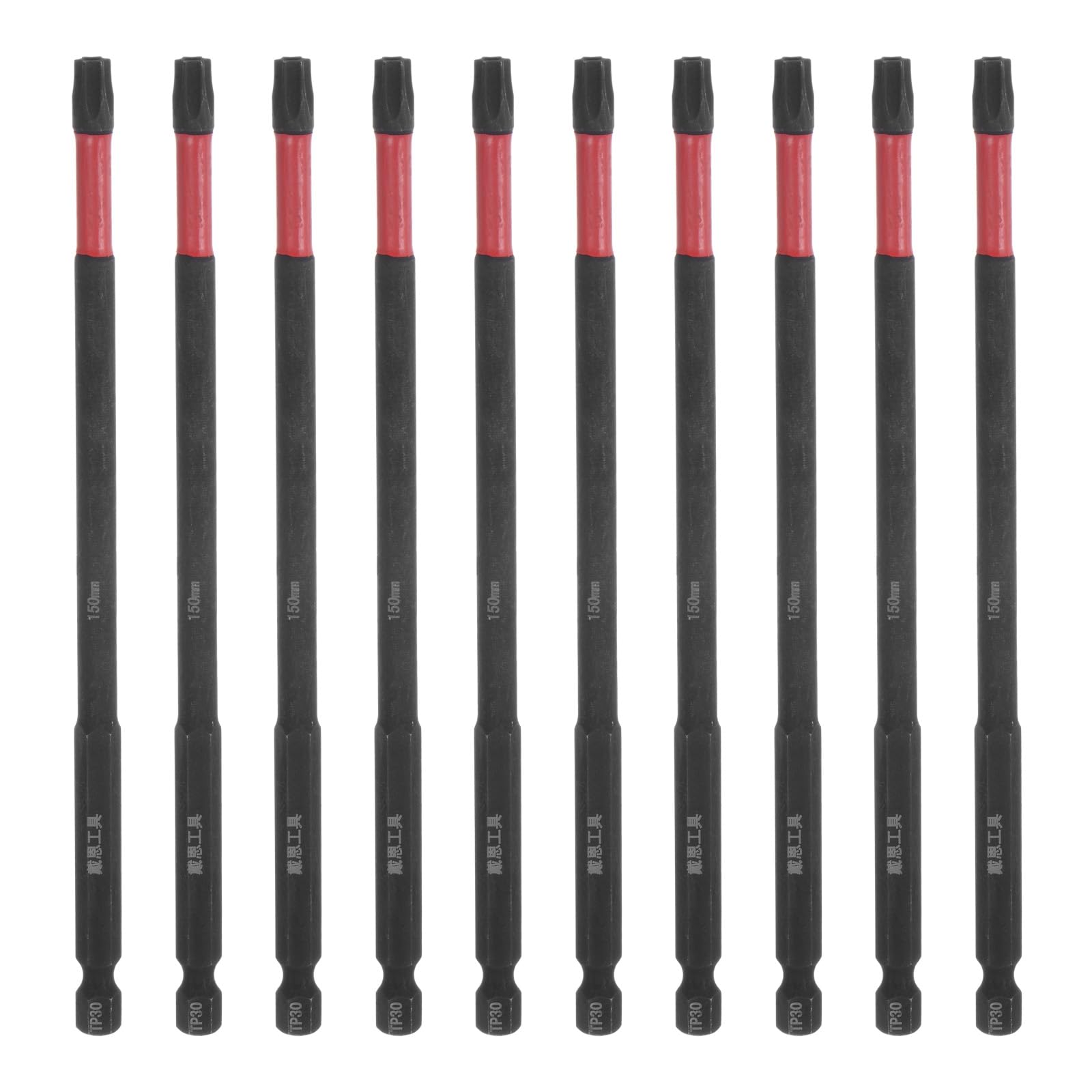 HARFINGTON 10pcs Impact Tough Torx Drill Bit T30 6" Length 1/4" Hex Shank S2 Steel Magnetic Insert Star 6 Point Head Screwdriver Bits