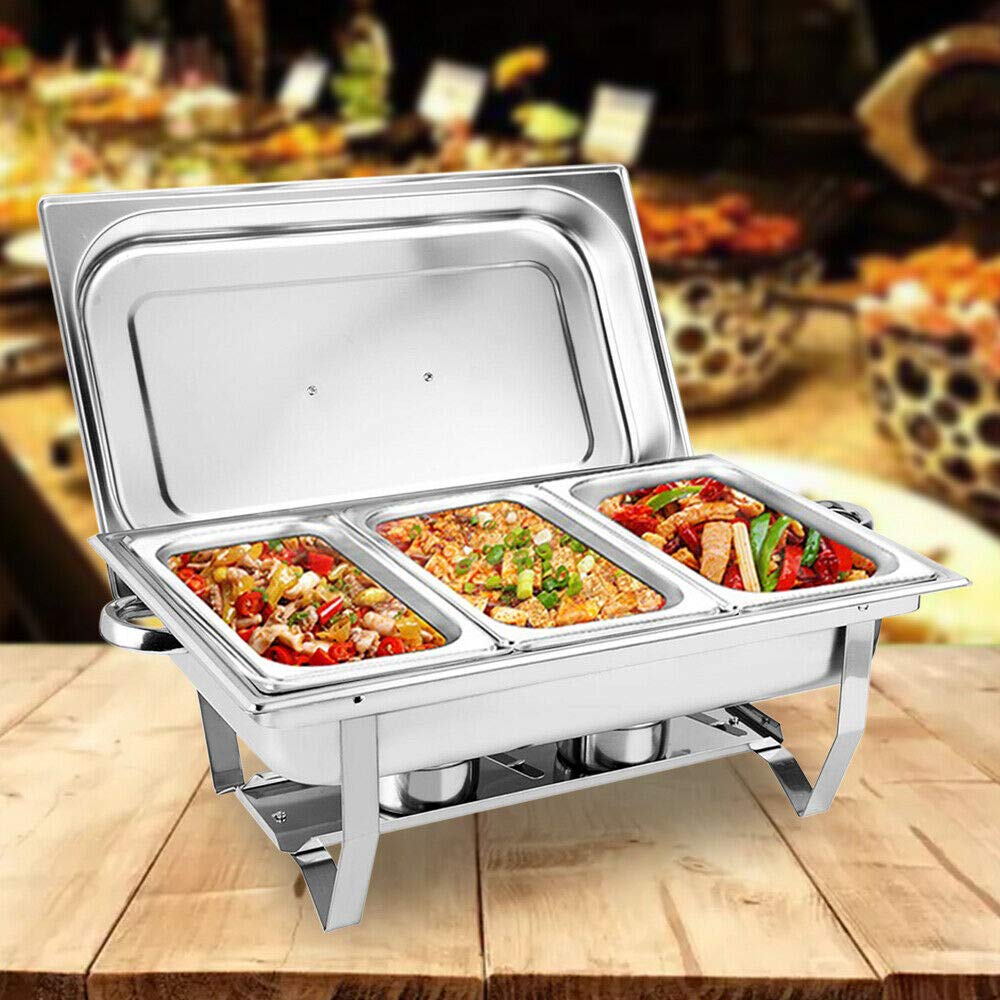 Chafing Dish - Scaldavivande da 9 l, in acciaio inox, con contenitore per alimenti, contenitore per alimenti, contenitore per catering, buffet e feste