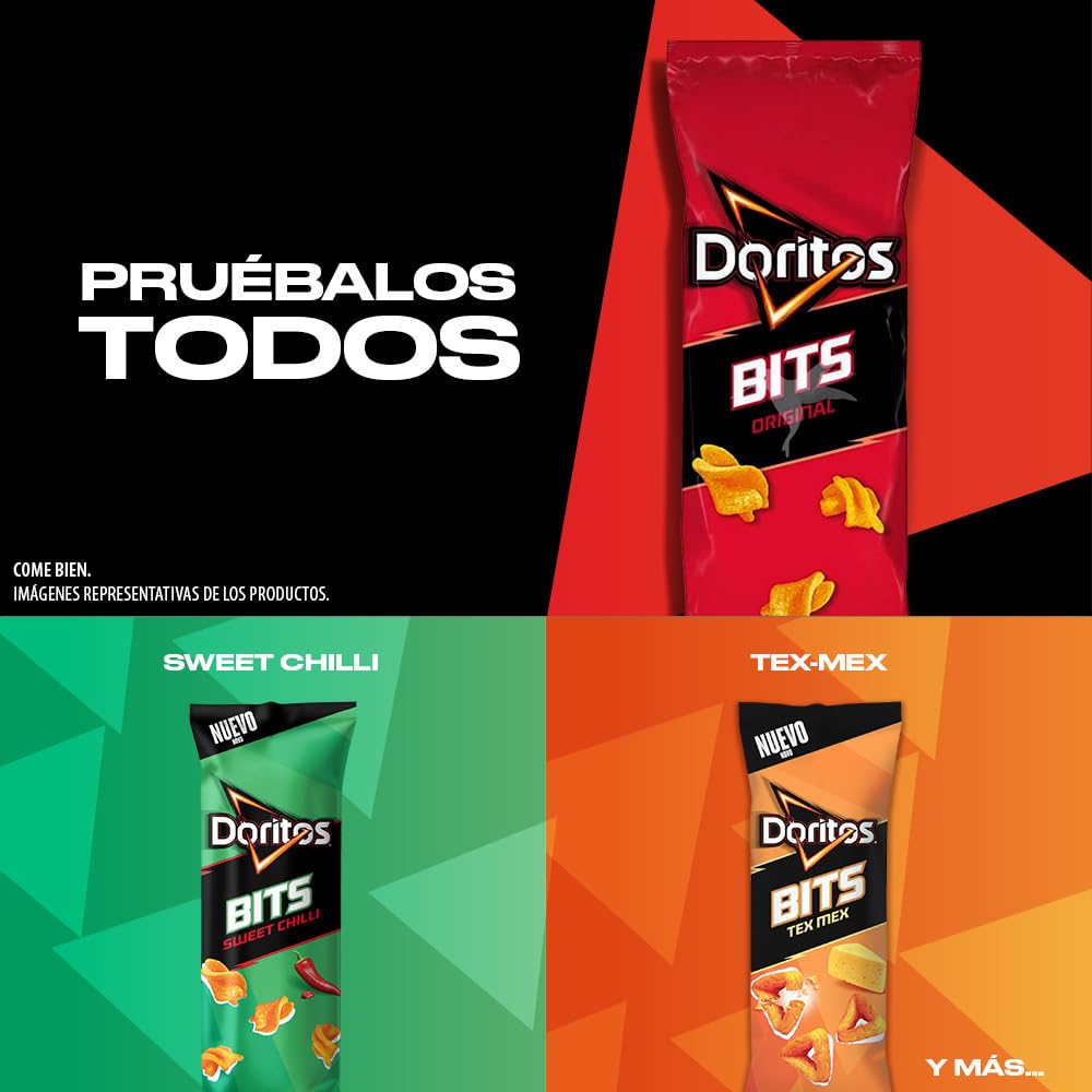 Doritos Bits, Snack de Maíz crujiente con sabor original, Producto de Aperitivo Matutano, bolsa individual de aperitivo, 80 gr
