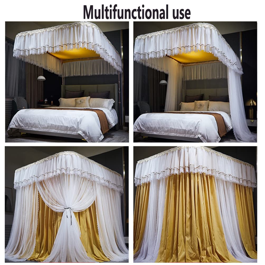 Betthimmel, Moskitonetz für Zwilling, Queen-Size-Bett, King-Size, doppellagig, staubdicht, verdunkelnd, luxuriöser Bettvorhang mit Halterung (Farbe: Grün, Größe: 180 x 200 cm)