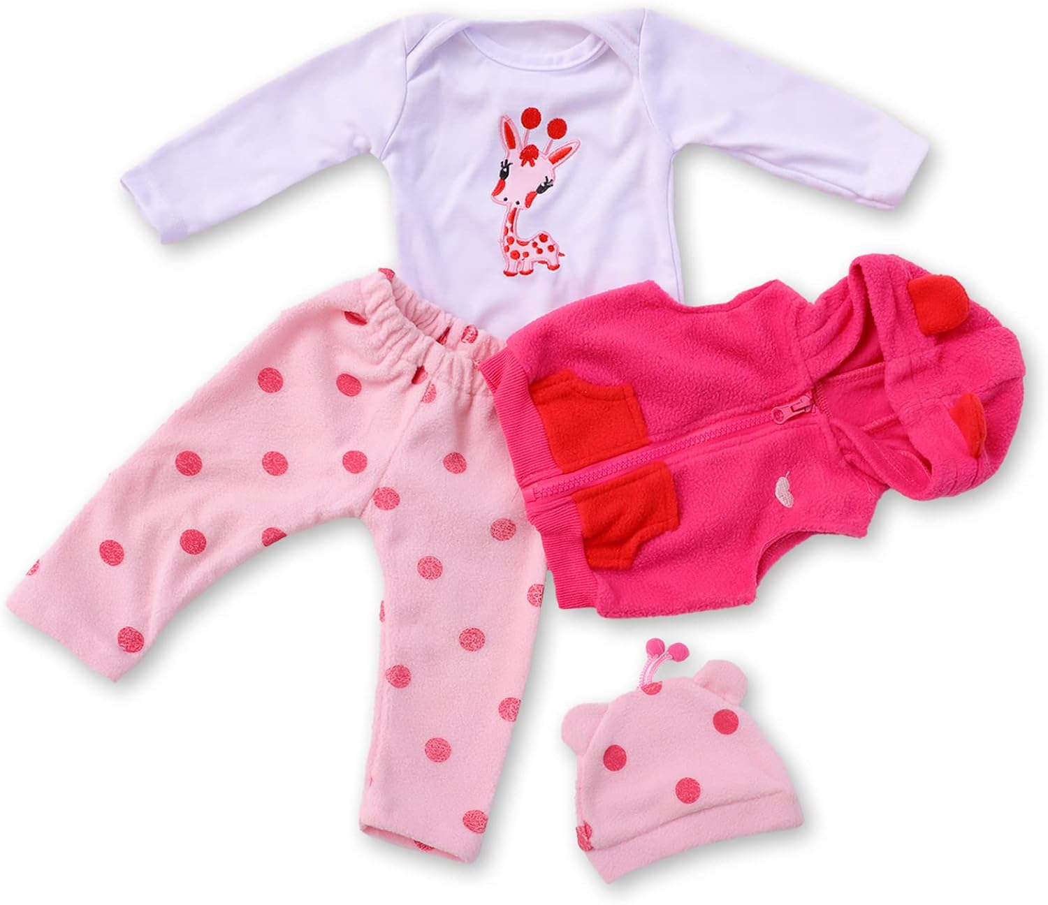 ZIYIUI Baby Doll Clothing Set, 6-Piece Pink Outfit with Hooded Vest, Bodysuit - Image 3