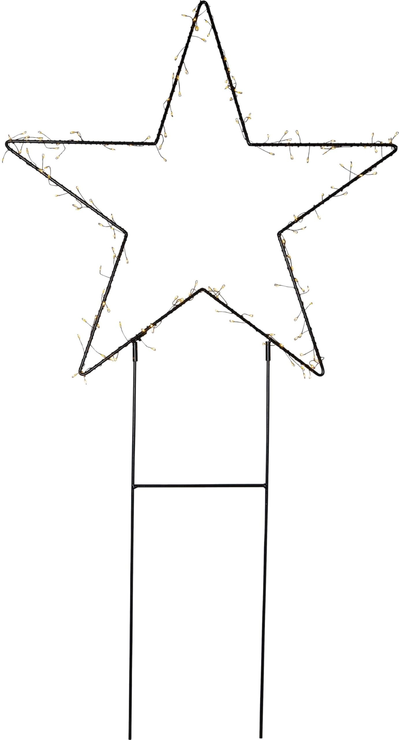 Star Trading LED Weihnachtsstern Barlumi Außen - Lichterstern mit 150 warmweißen LEDs, IP44, Trafo, schwarz, ca. 60 x 115 cm