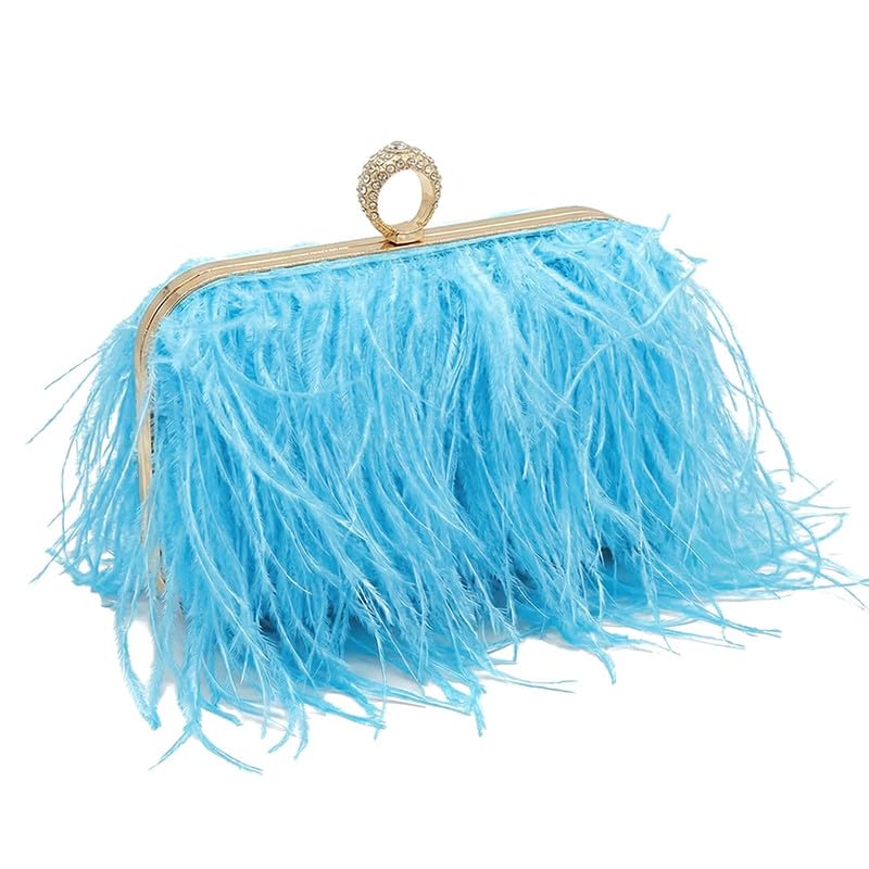 Bolso de mano con plumas de avestruz para mujer miniatura 1