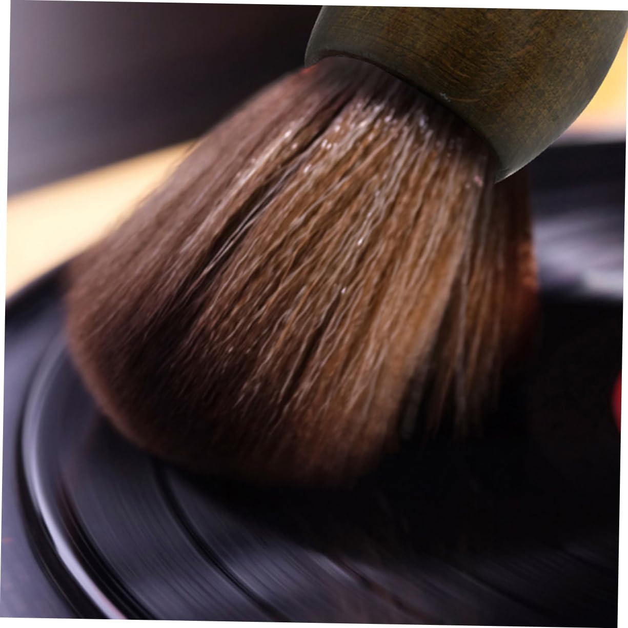 Spazzola Pulizia Vinili Antistatica Manico in Legno 2 Pezzi | Set per Puntina e Dischi, Setole Morbide, Finitura Elegante Semplice Artistica