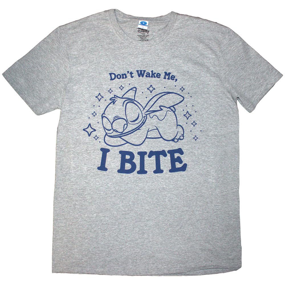Disney Lilo and Stitch I Bite T Shirt M Grey