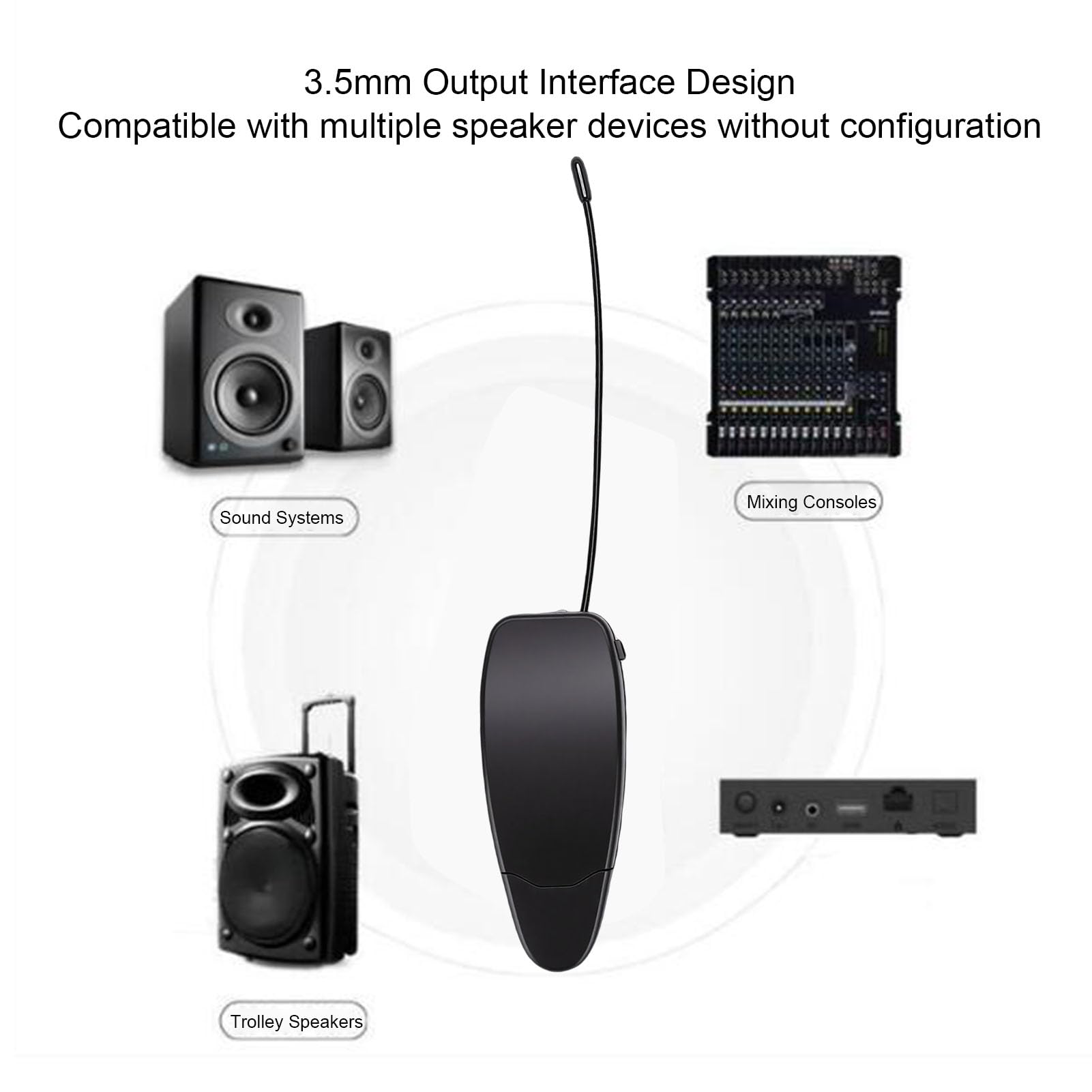 Jectse UHF-Funkmikrofon mit 360°- und Rauschunterdrückung für Bühnenauftritte mit Violine, Gitarre und Cello, Reichweite Bis zu 30 M Dank Saugnapf