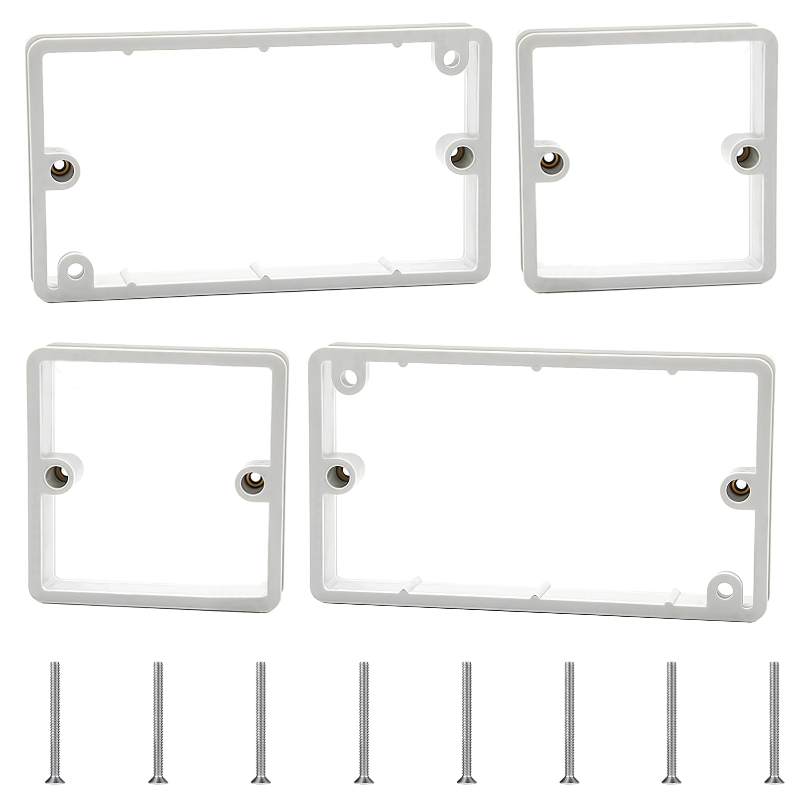 FunnAura 4Pcs Double Socket Spacer, 20mm Electrical Light Switch Spacer Surround with 8 Screws for Panels and Tiles (White)