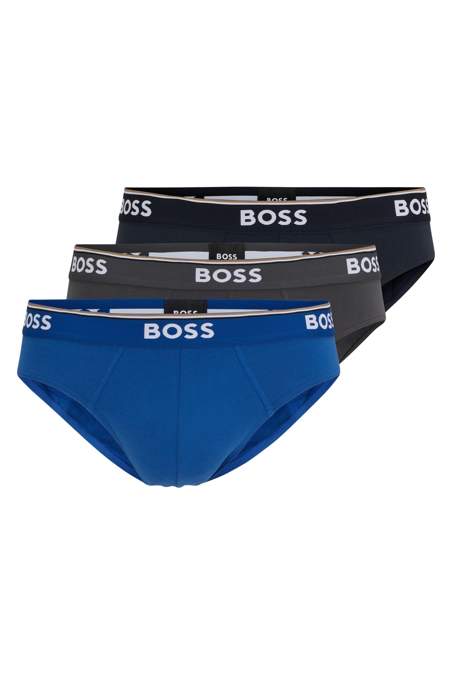 BOSS Męskie majtki Power Slips Briefs Cotton Stretch 3-pak, wielokolorowa, XL