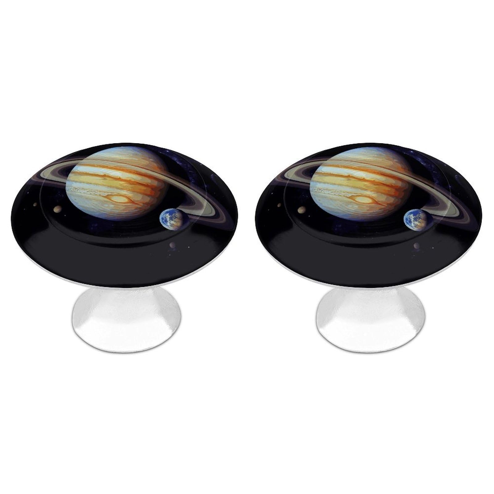 FekiLoot Planet Jupiter Cabinet Knobs Personality Stainless Steel Round Drawer Handles Circle Modern Cabinet Handles Drawer Knobs for Kitchen Dresser Bathroom Cupboard Furniture