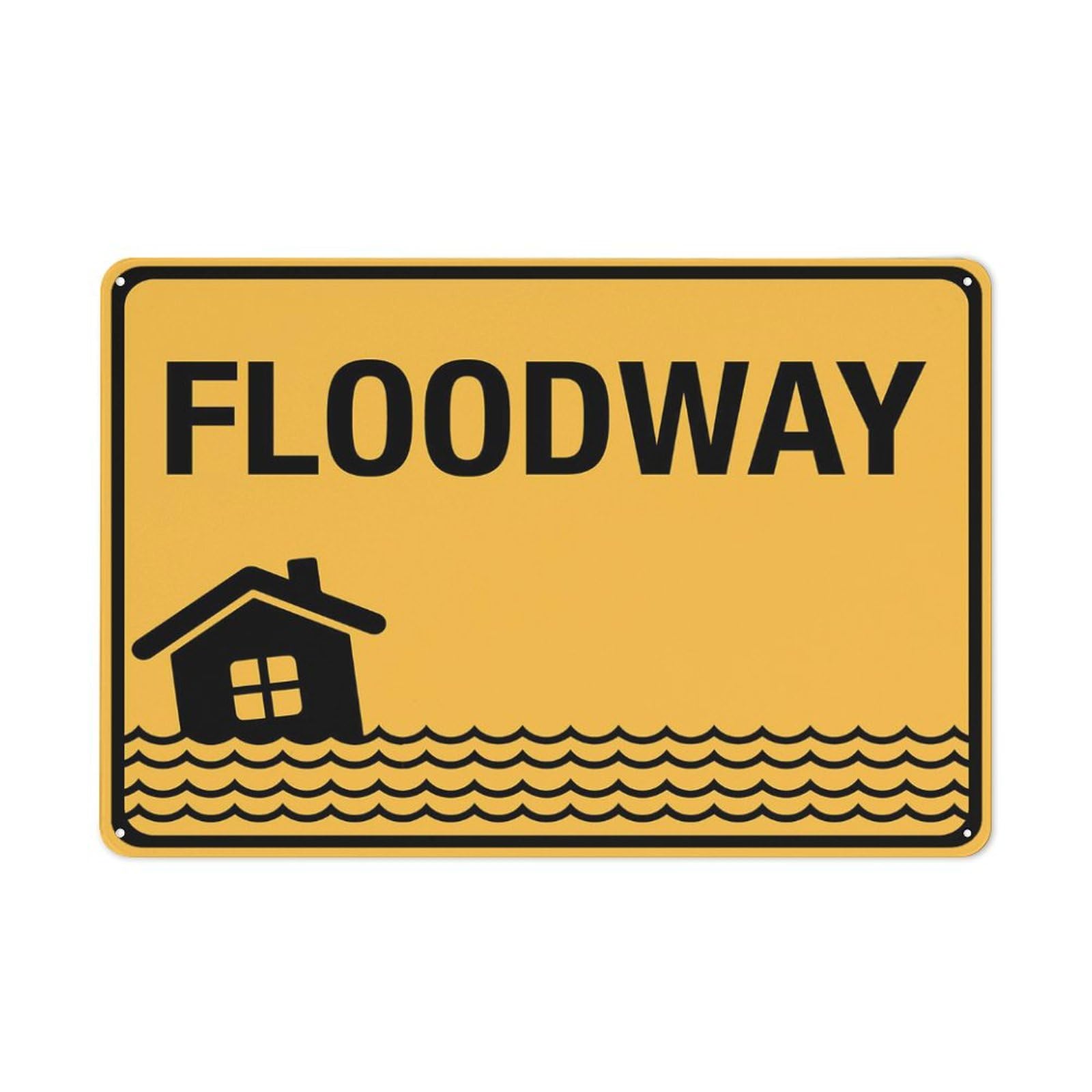 Floodway Sign Outdoor Metal Sign - 12 X 8 Metal Signs For Business, Workplace, Office, Home, Delivery Signs, Road Signs, Garden Signs