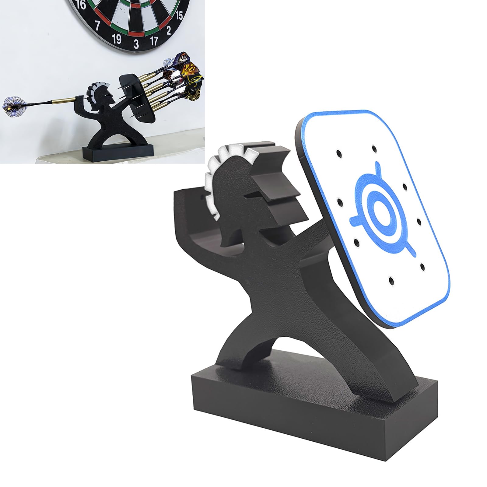 Jumyee Spartan Warrior Dart Holder Stand For 9 Darts Display Station Storage Desktop Rack for Desk, Bar, Game Room Dart Accessories Men Gifts