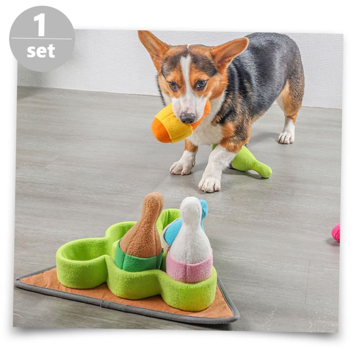 Tragbares Hundespielzeug Bowling Form aus Polar Fleece Verschleißfestes Beschäftigungsspielzeug für Welpen und Hundetraining im Haushalt