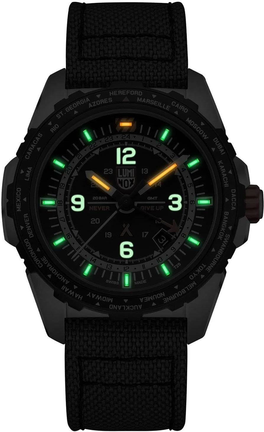 Luminox Męski analogowy szwajcarski mechanizm kwarcowy zegarek z bransoletką Cordura XB.3761, czarny, Nowoczesny