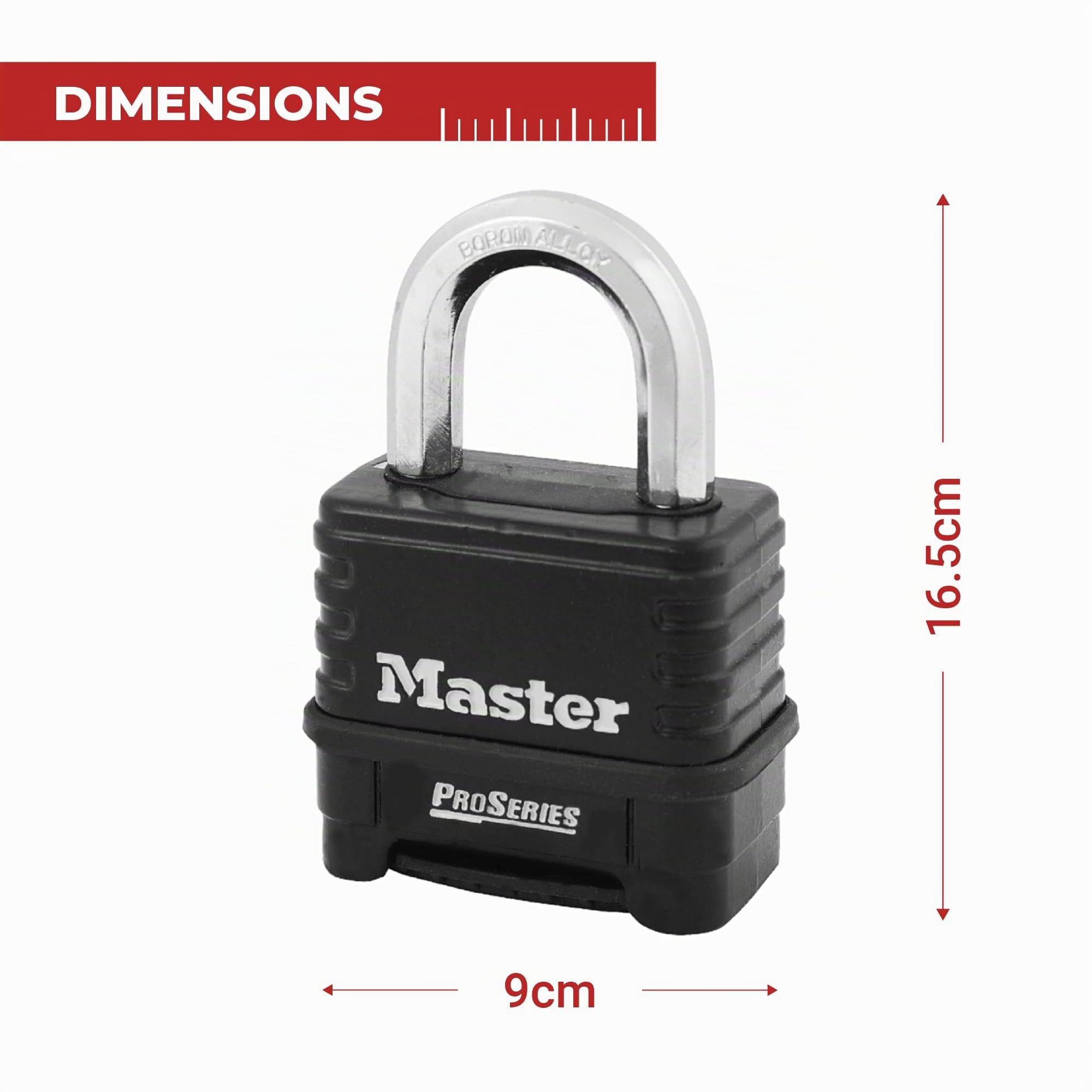 Master Lock Cadenas rectangulaire en acier trempé blindé, serrure de haute sécurité, idéal pour les unités de stockage, abris de jardin, garages, clôtures et plus encore