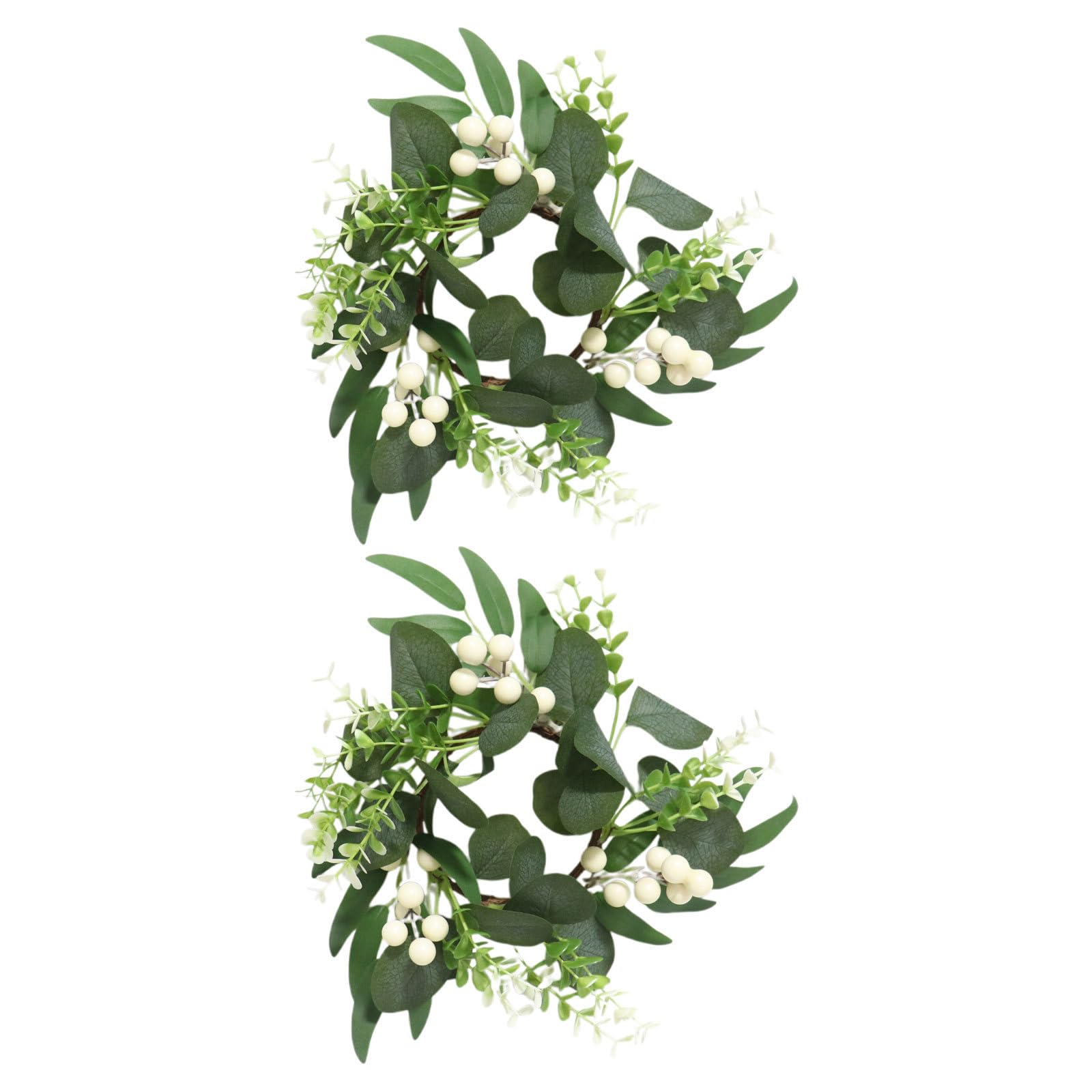 Mini couronne de feuilles artificielles d'eucalyptus pour déco rustique, lot de 2