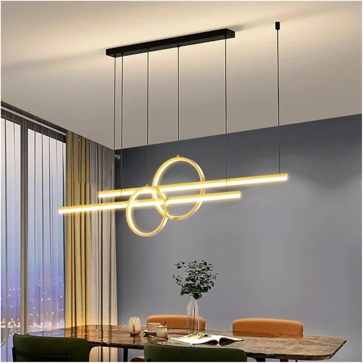 Lustre moderne haut de gamme or avec suspension annulaire design de 90 cm