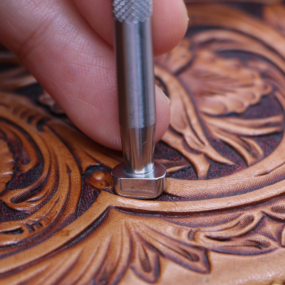 Leather Stamp Tools Stamping Working leathercraft Carving Leather Craft Working Bevelers: Checkered Bevelers：Checkered (B012)